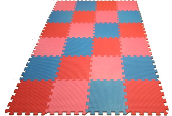 Коврик пазл конструктор, 33см * 0.9 см, мягкий пол, красный, розовый, голубой